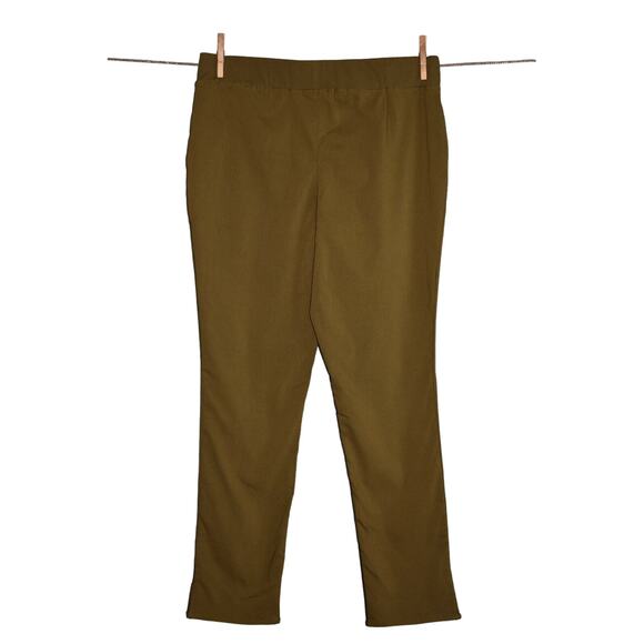 DENIM & CO. NEW‎ $47 Solid Smooth Waist Pants w/ Hem Slit in Olive Size 8 - Picture 3 of 3
